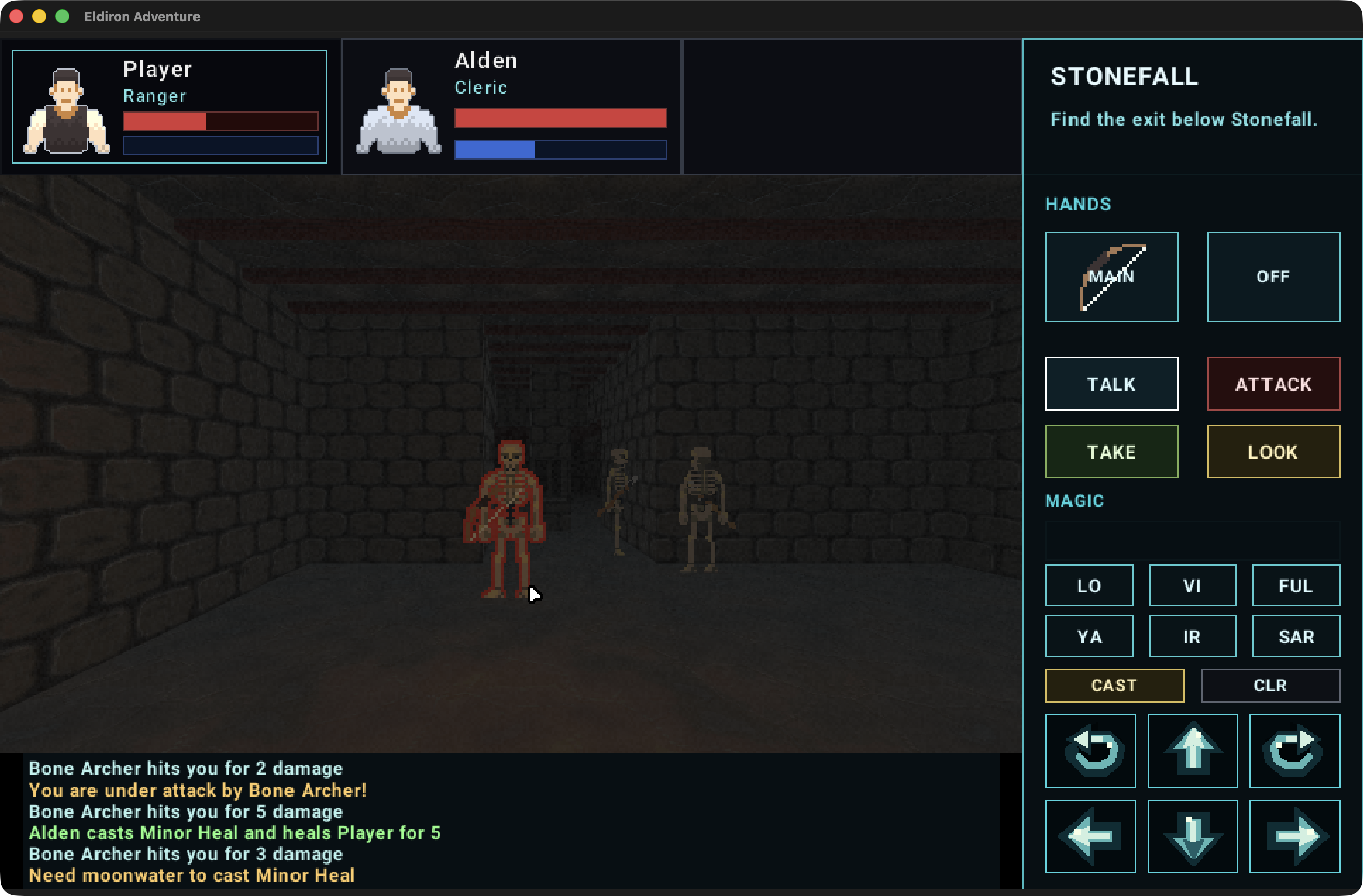 Eldiron v0.93.0 Stonefall Dungeon battle with the Ranger and Alden